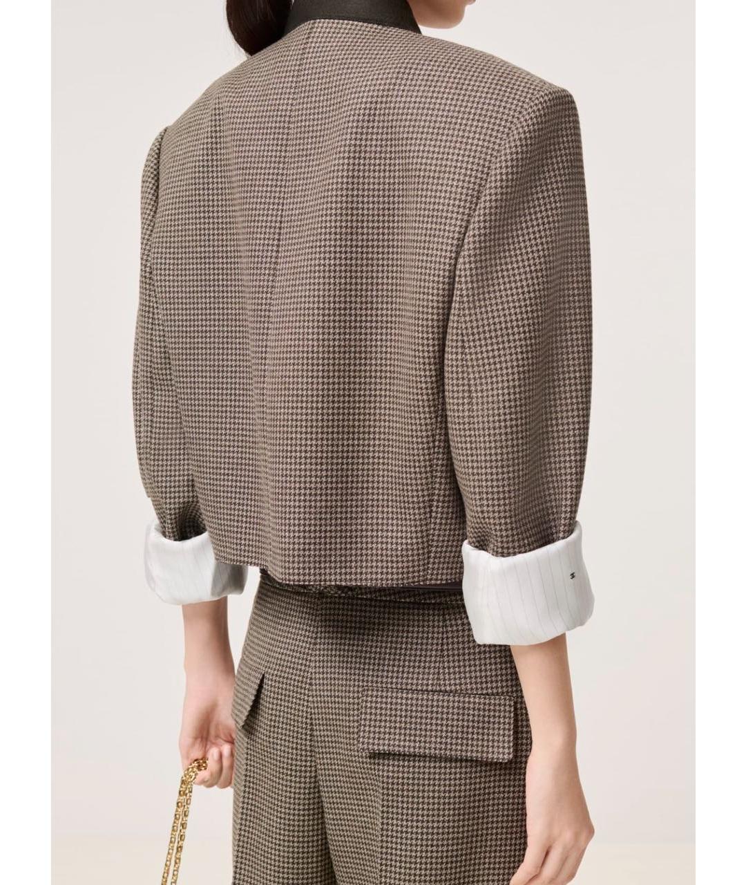 CHANEL Коричневый шерстяной жакет/пиджак, фото 2