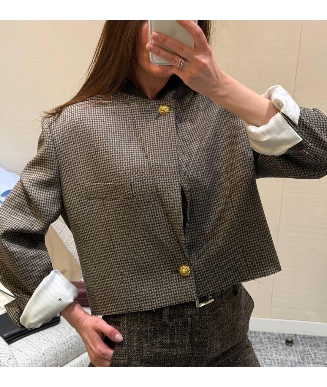 CHANEL Коричневый шерстяной жакет/пиджак, фото 4
