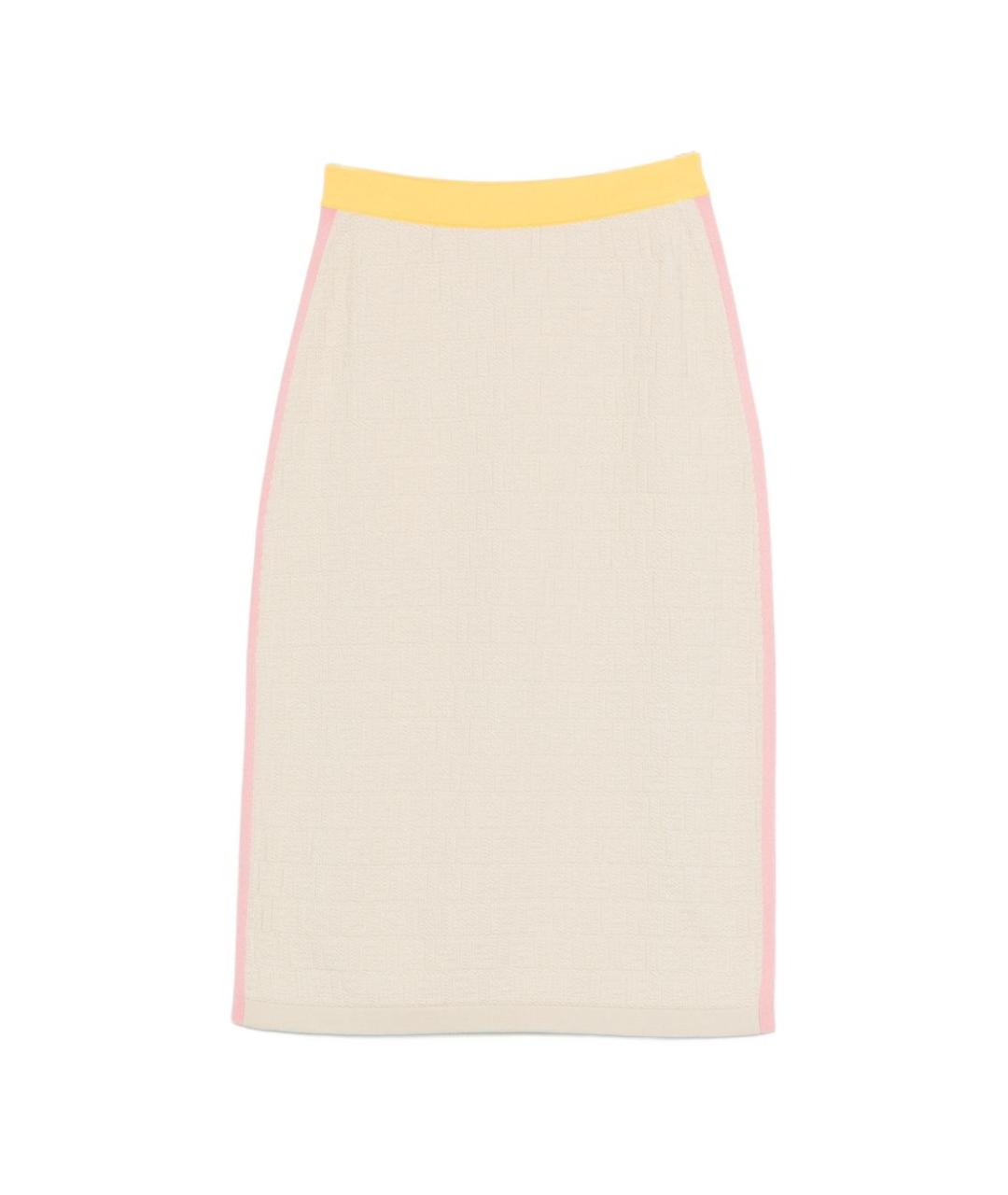 FENDI Бежевая хлопковая юбка миди, фото 1