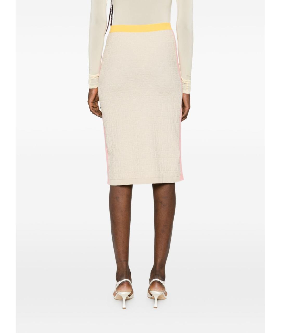 FENDI Бежевая хлопковая юбка миди, фото 3