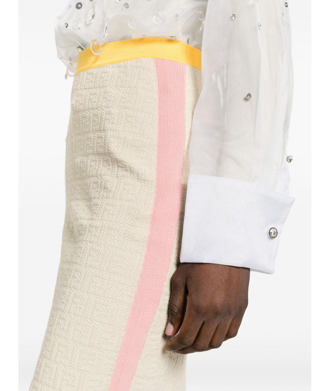 FENDI Бежевая хлопковая юбка миди, фото 4