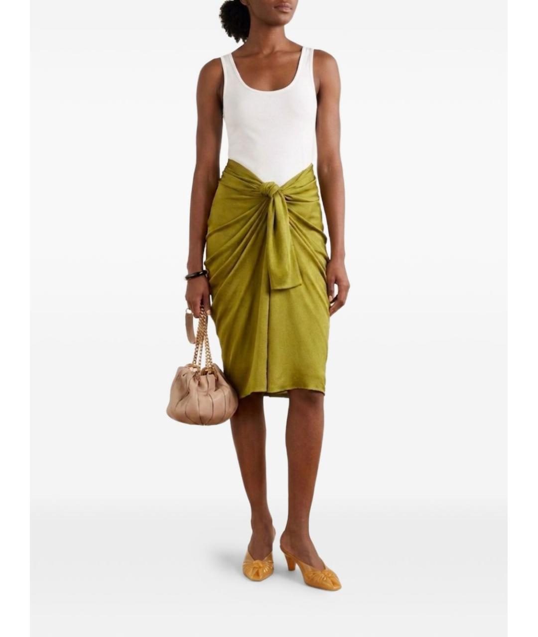 CHLOE Зеленая шелковая юбка миди, фото 2