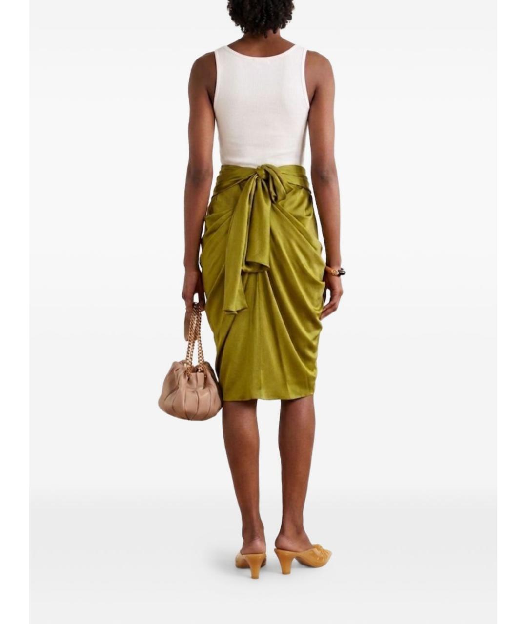 CHLOE Зеленая шелковая юбка миди, фото 3