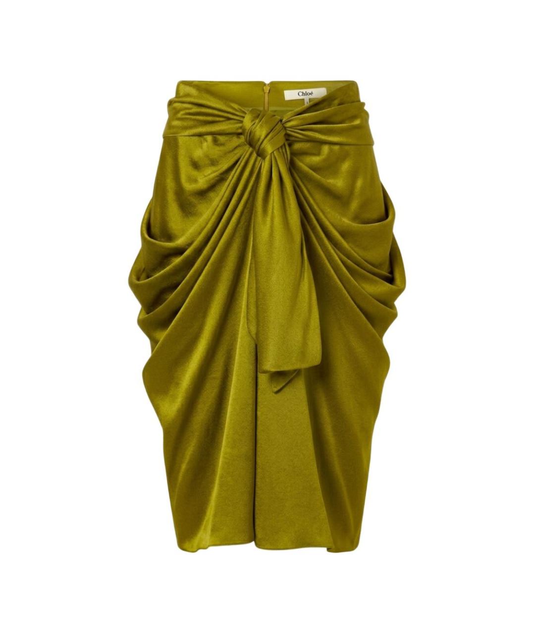 CHLOE Зеленая шелковая юбка миди, фото 1