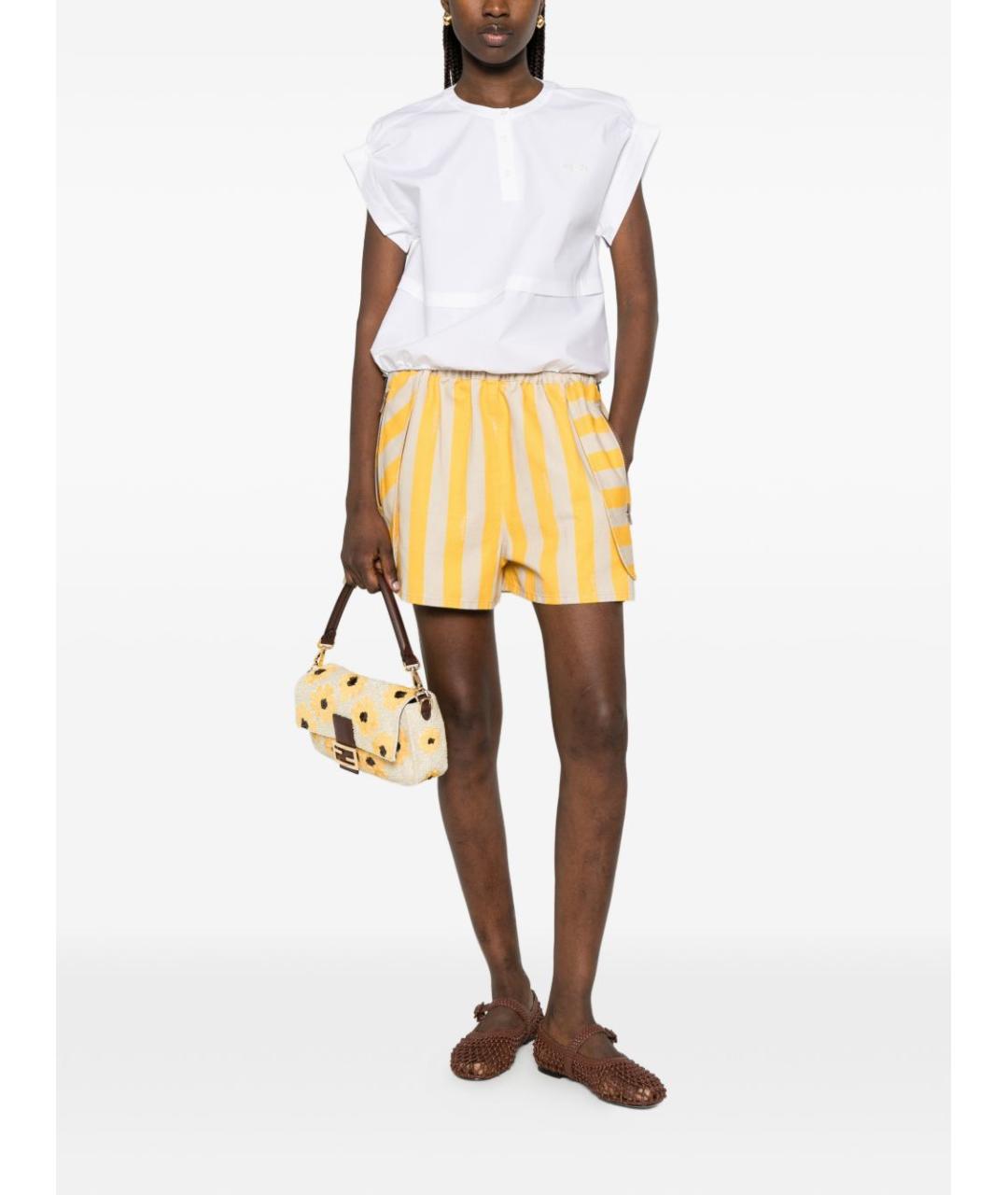 FENDI Желтые хлопковые шорты, фото 5