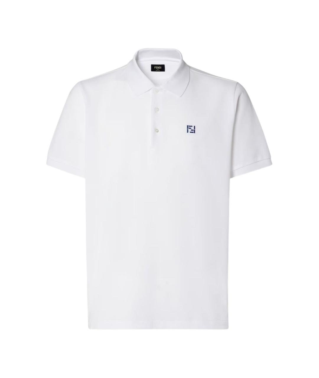 FENDI Белое хлопковое поло с коротким рукавом, фото 1