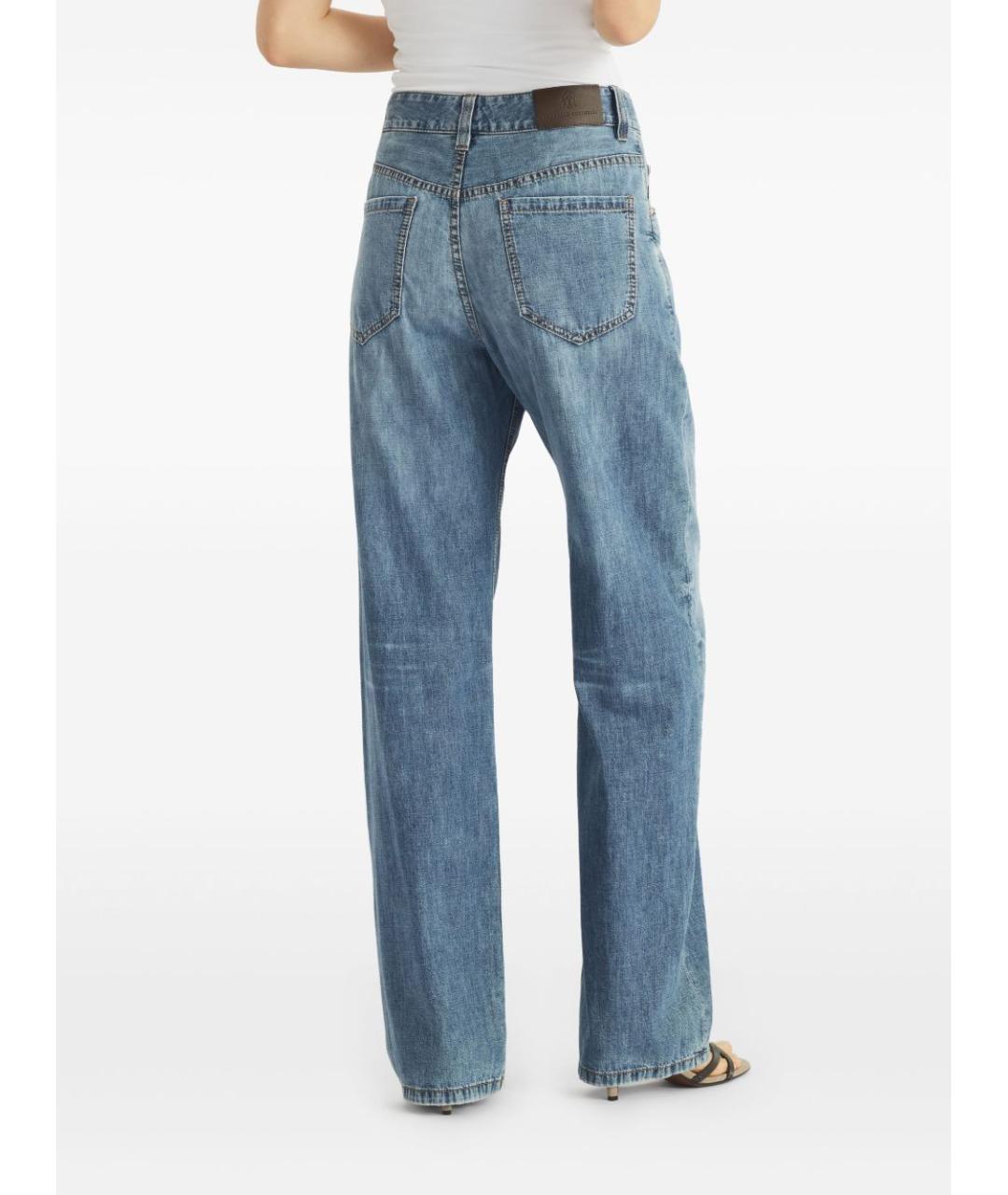 BRUNELLO CUCINELLI Синие хлопковые прямые джинсы, фото 5