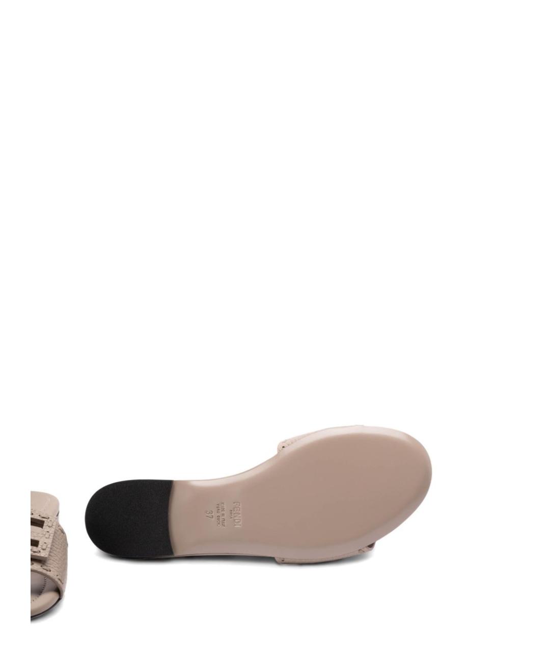 FENDI Серые кожаные шлепанцы, фото 3