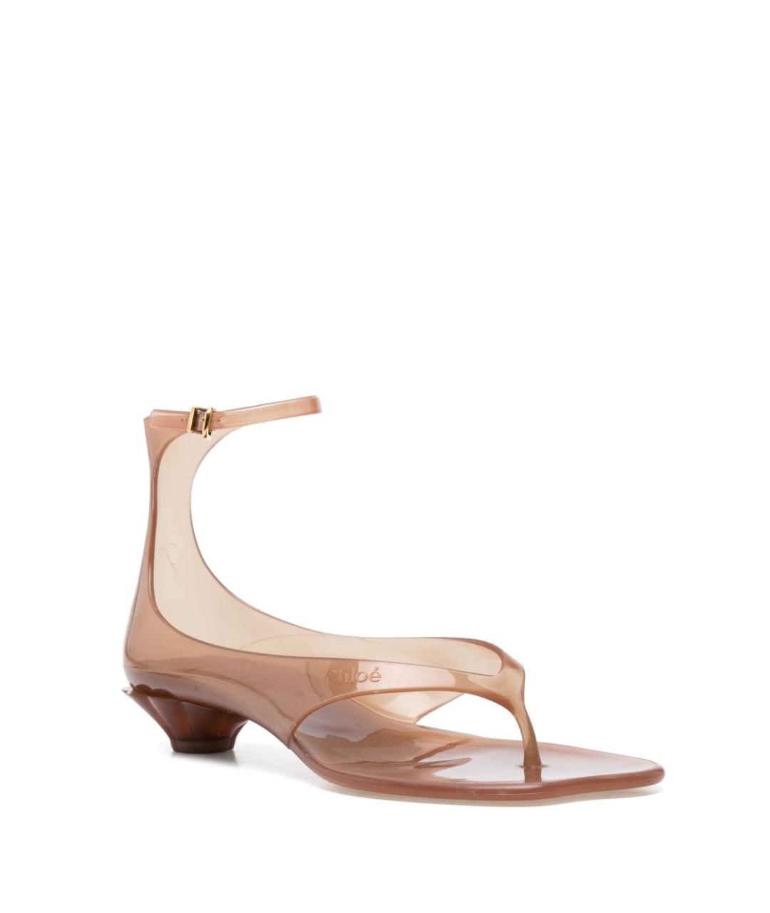 CHLOE Коричневые резиновые босоножки, фото 4