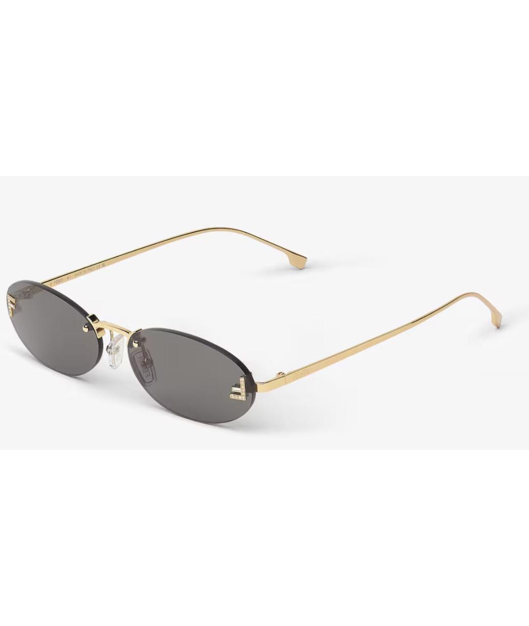FENDI Золотые металлические солнцезащитные очки, фото 2