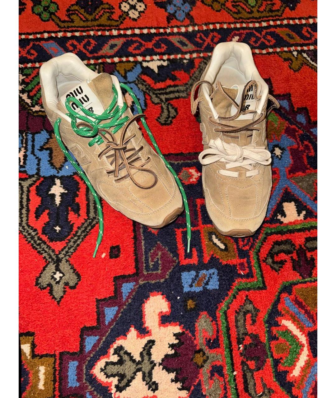 MIU MIU Бежевые кроссовки, фото 3