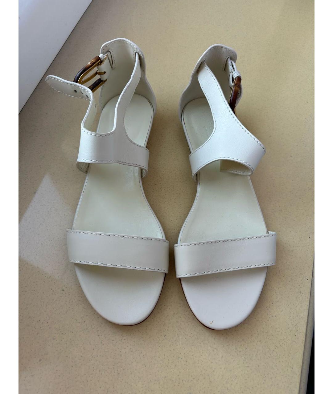 GUCCI Белые кожаные босоножки, фото 2