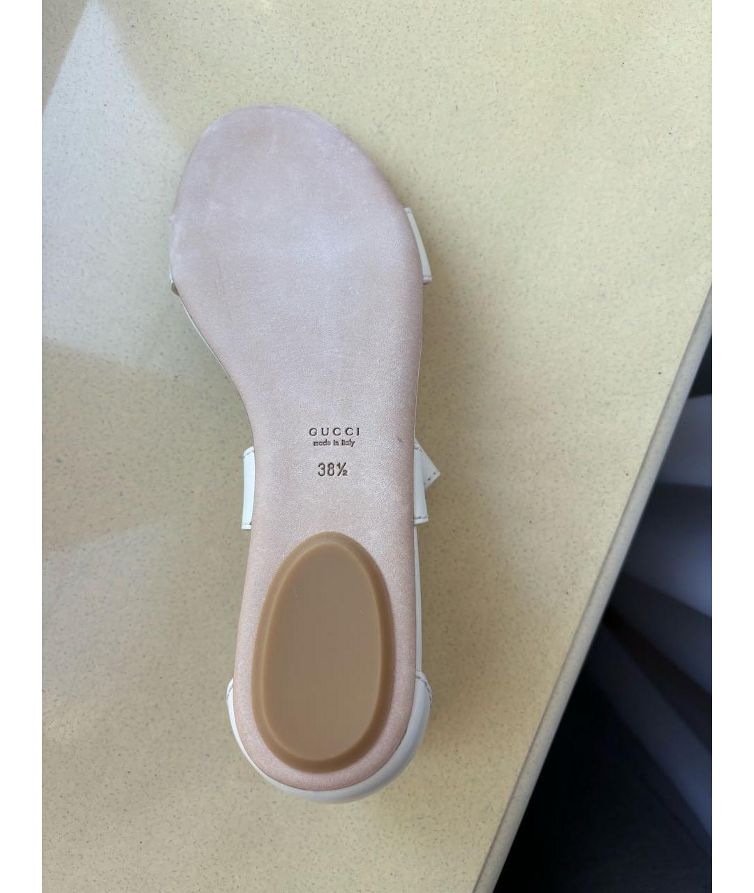 GUCCI Белые кожаные босоножки, фото 3