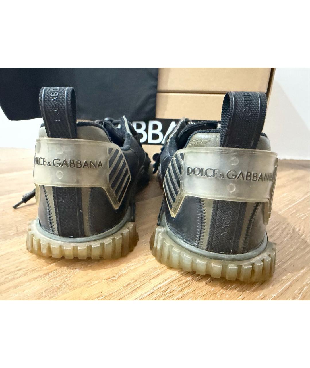 DOLCE&GABBANA Черные резиновые низкие кроссовки / кеды, фото 4