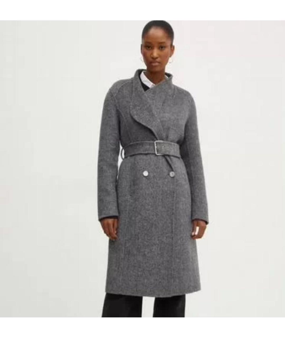 LIU JO Серое шерстяное пальто, фото 6