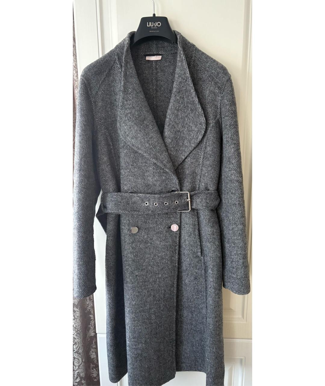 LIU JO Серое шерстяное пальто, фото 8