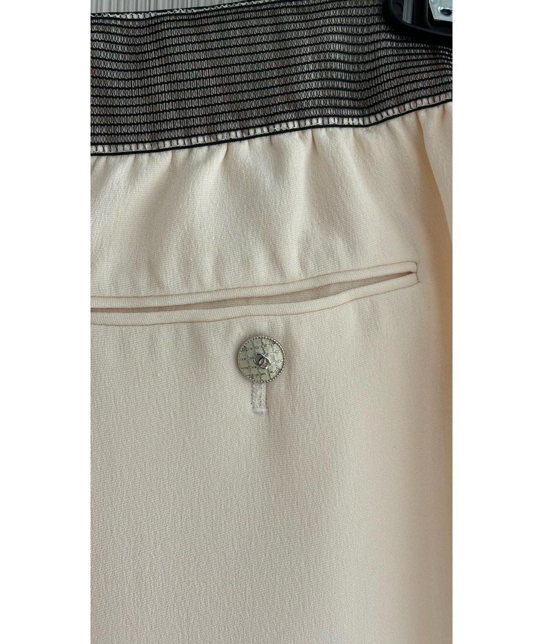 CHANEL Бежевые шелковые прямые брюки, фото 3