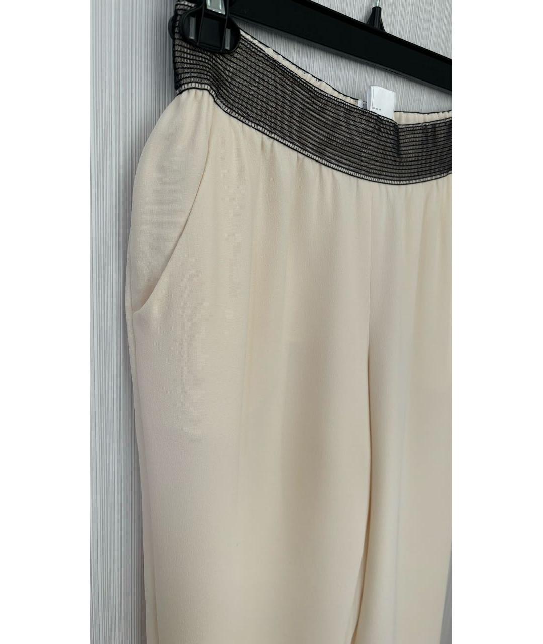 CHANEL Бежевые шелковые прямые брюки, фото 7