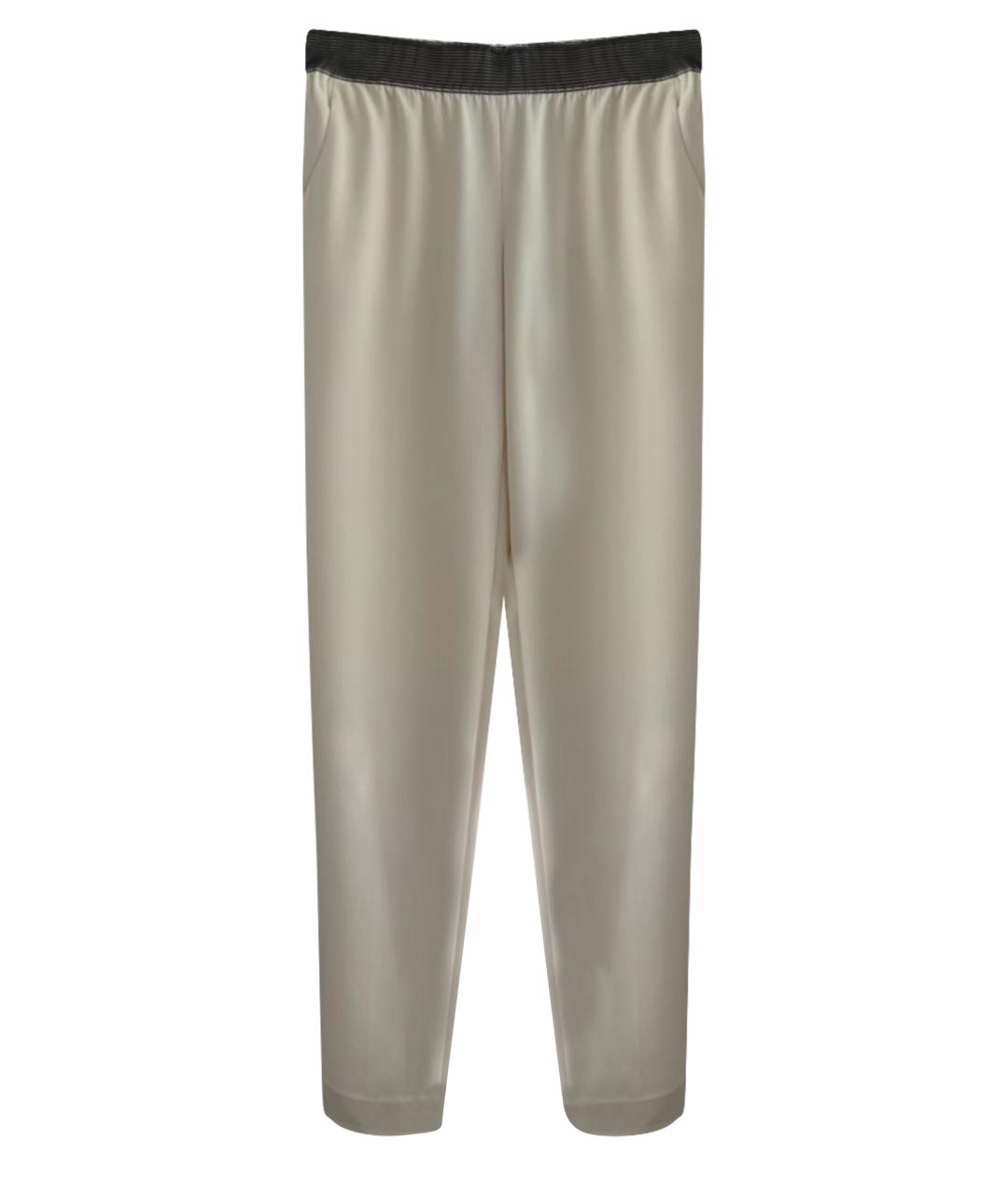 CHANEL Бежевые шелковые прямые брюки, фото 1