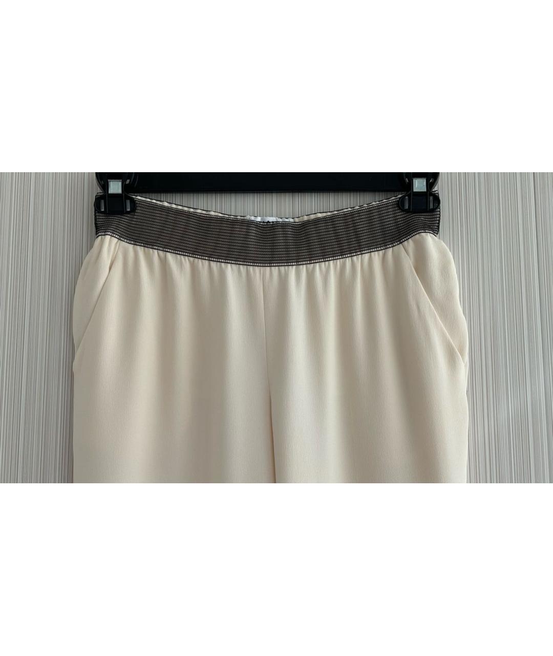 CHANEL Бежевые шелковые прямые брюки, фото 4