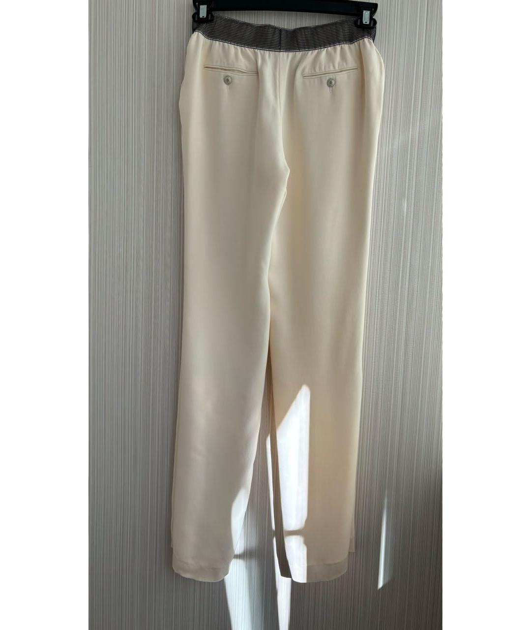 CHANEL Бежевые шелковые прямые брюки, фото 2
