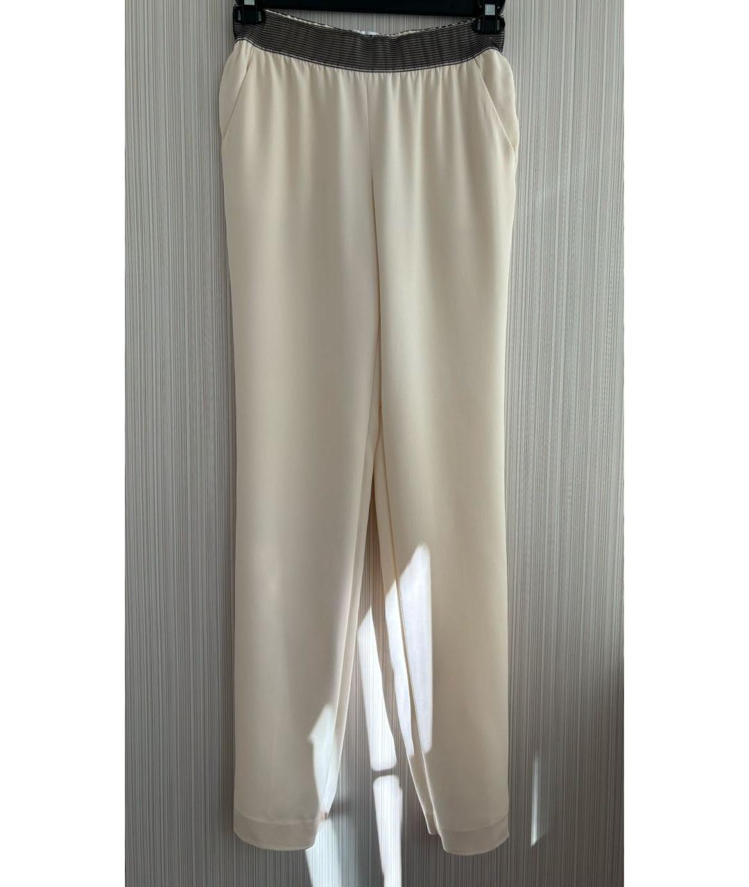 CHANEL Бежевые шелковые прямые брюки, фото 9