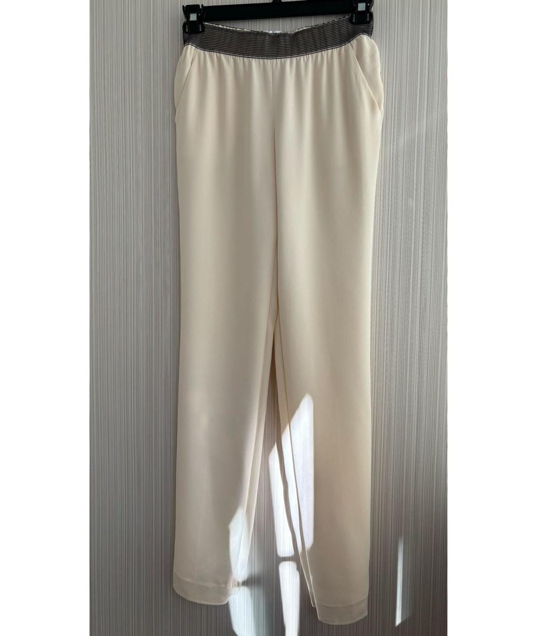 CHANEL Бежевые шелковые прямые брюки, фото 5