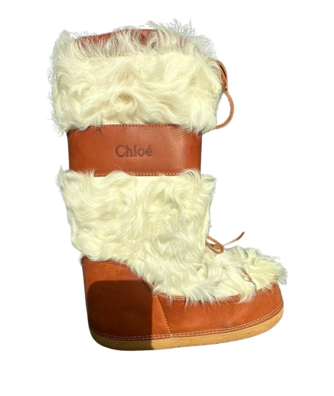 CHLOE Коричневые кожаные сапоги, фото 1