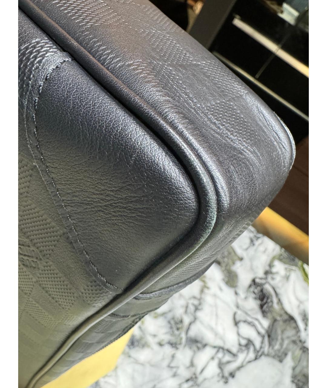 LOUIS VUITTON Черный кожаный портфель, фото 5