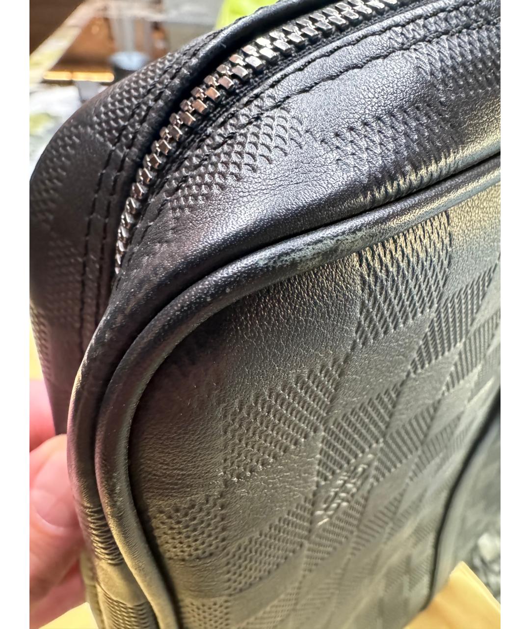 LOUIS VUITTON Черный кожаный портфель, фото 4