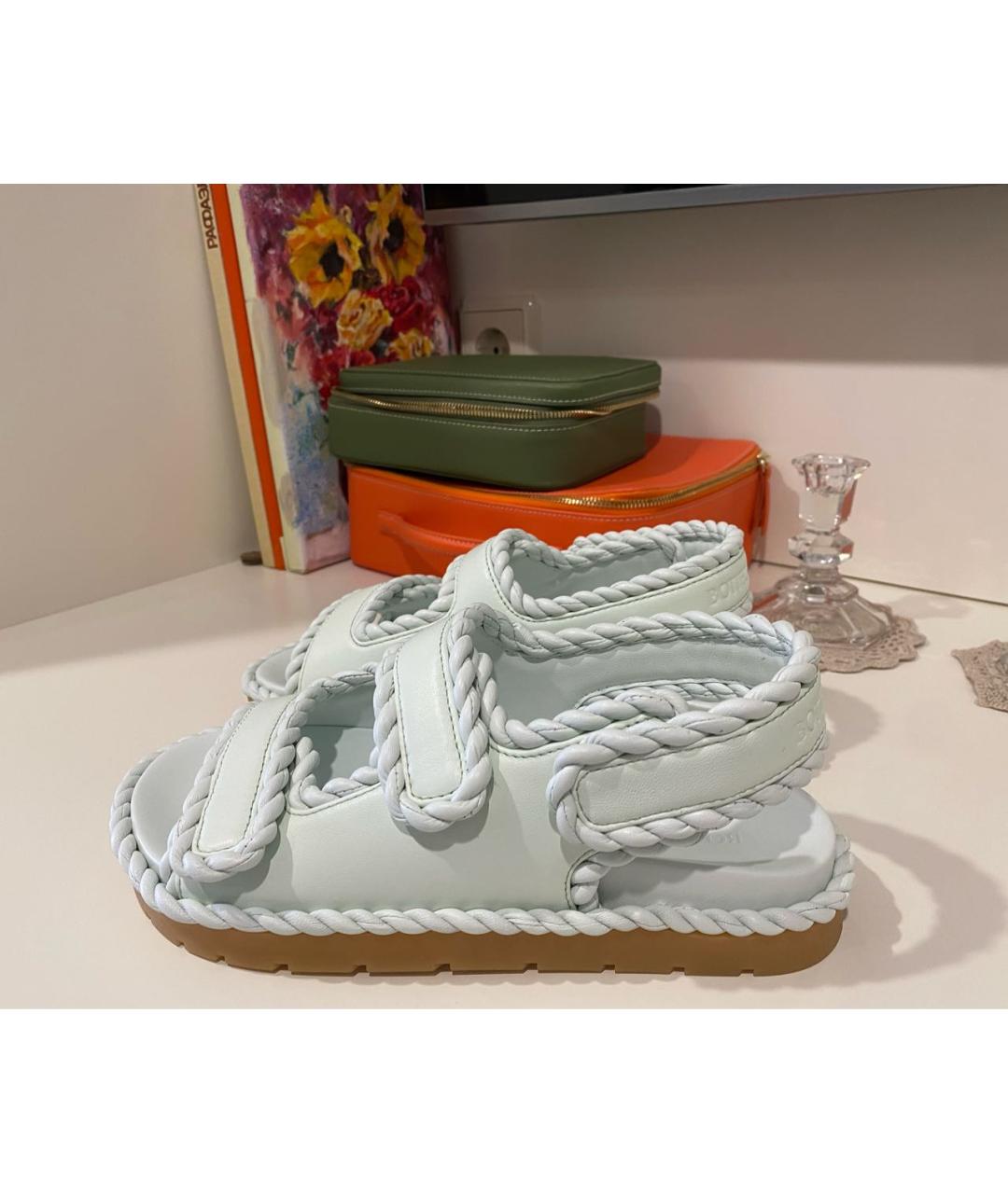 BOTTEGA VENETA Белые кожаные сандалии, фото 2