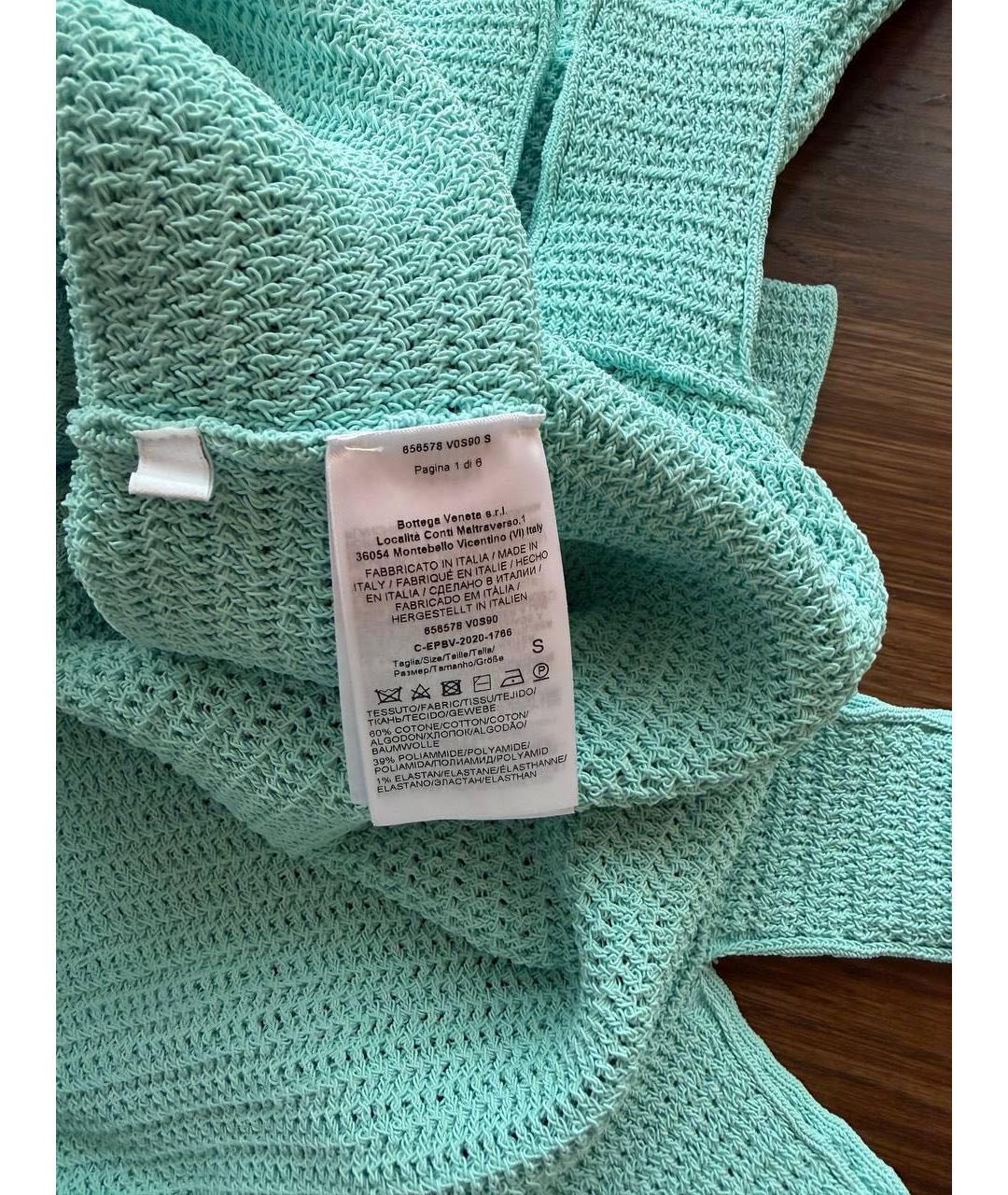 BOTTEGA VENETA Бирюзовое хлопковое коктейльное платье, фото 4