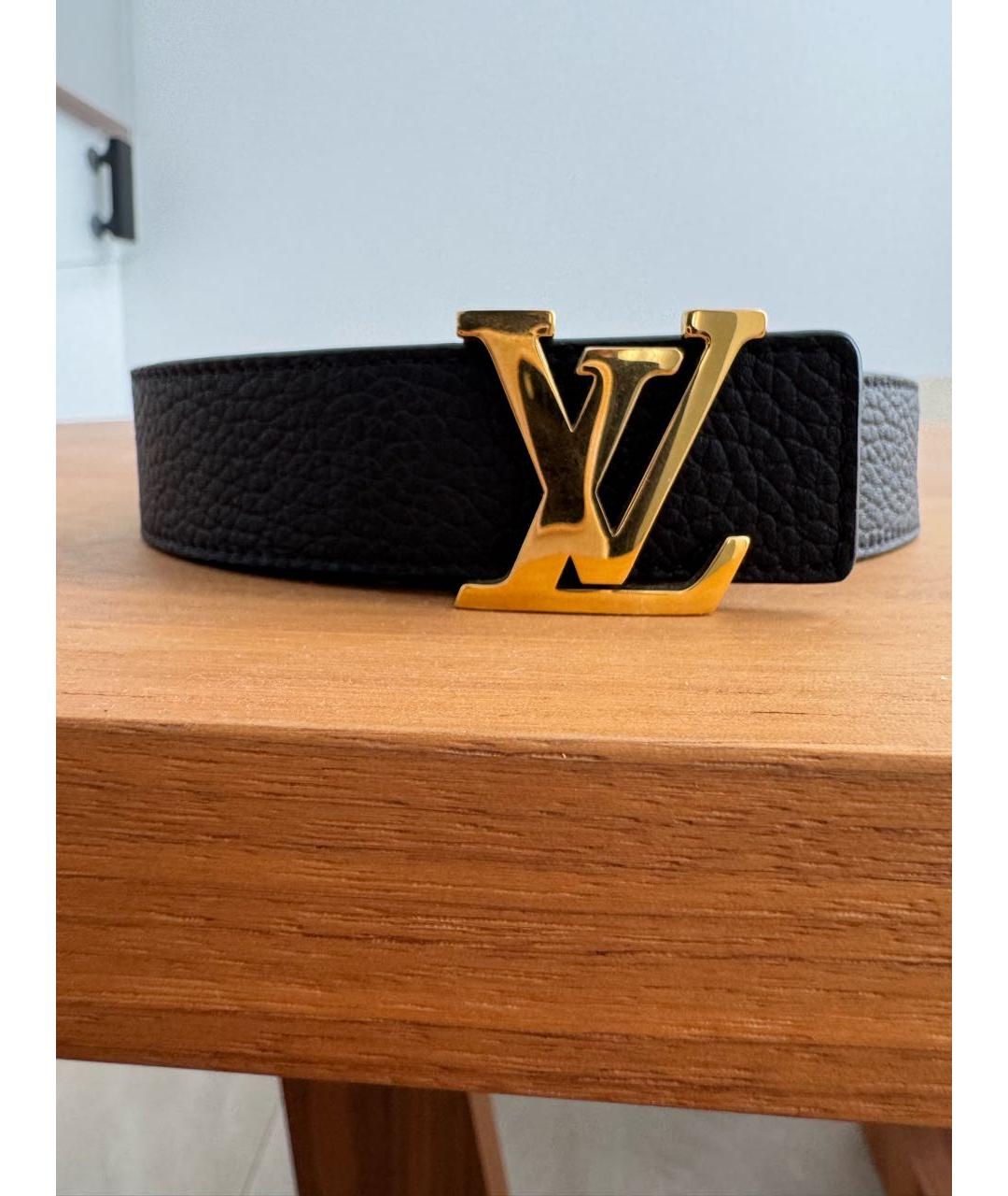 LOUIS VUITTON Черный кожаный ремень, фото 6