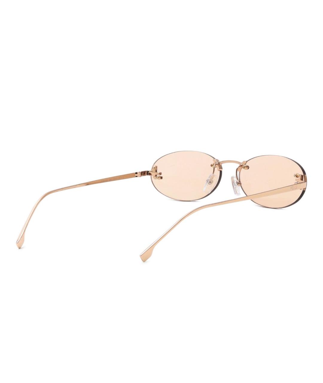 FENDI Бежевые металлические солнцезащитные очки, фото 2