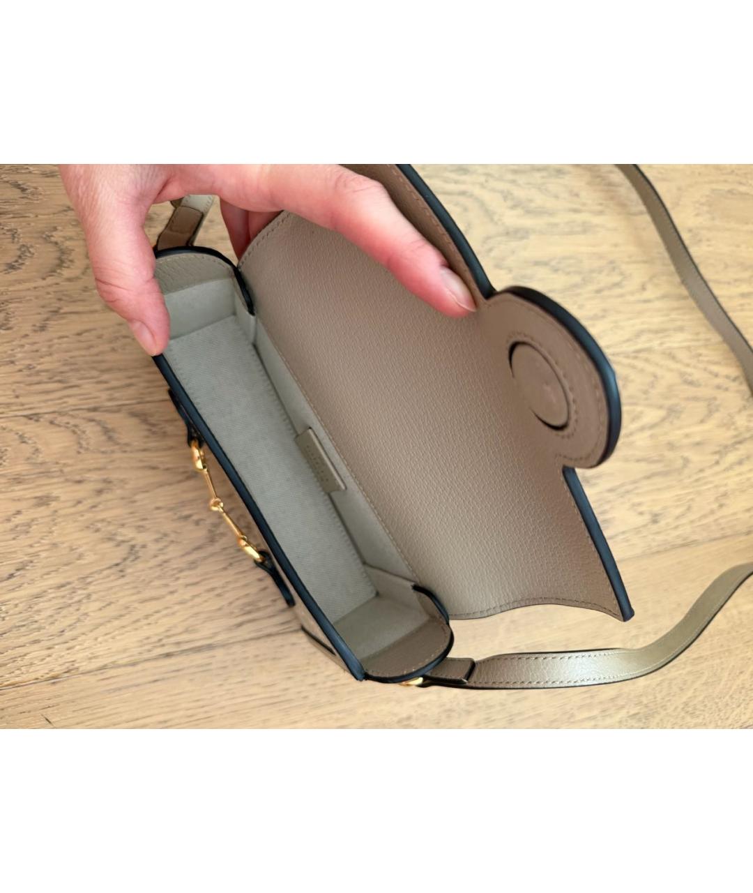 GUCCI Бежевая кожаная сумка через плечо, фото 4