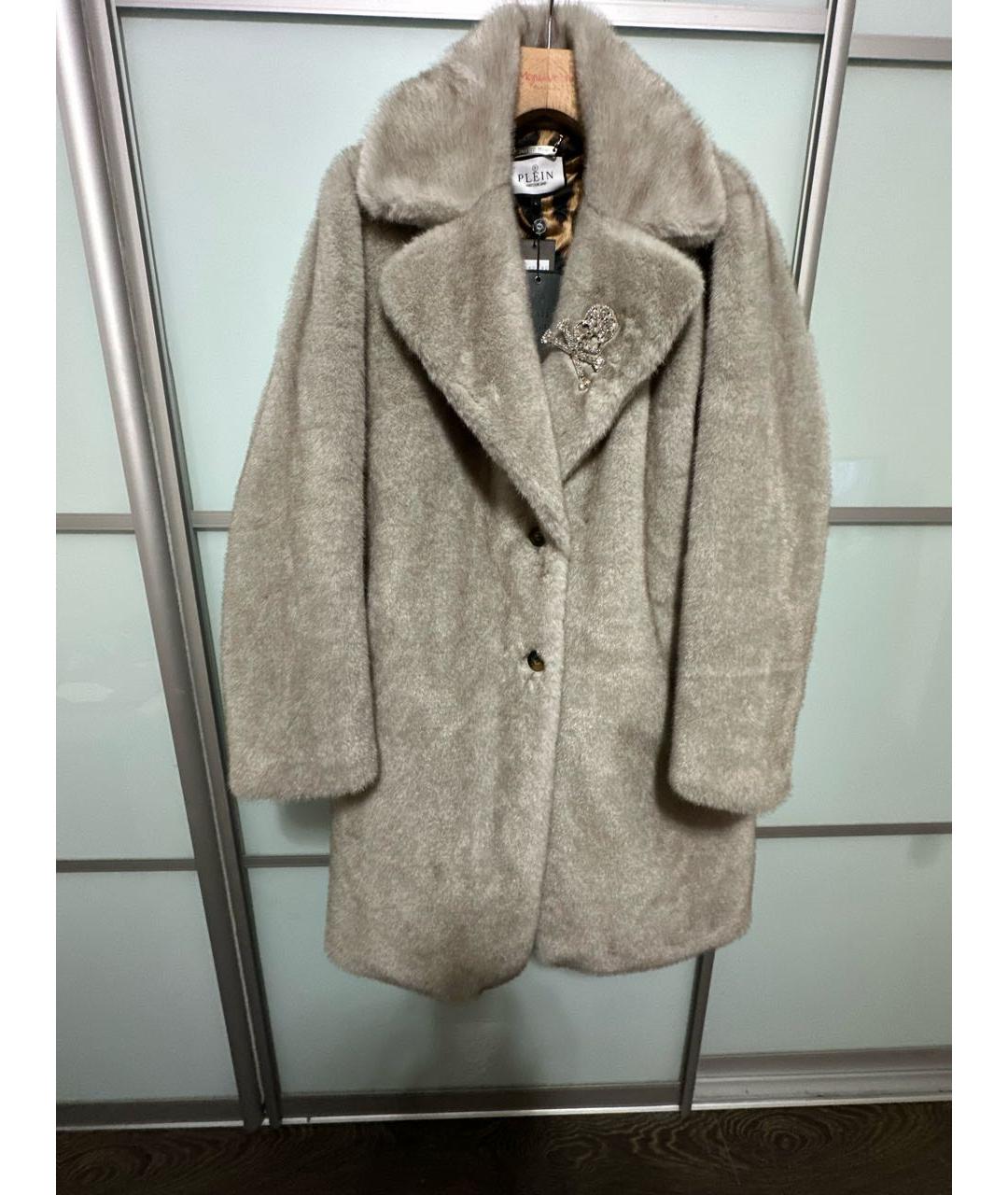 PHILIPP PLEIN Серая меховая шуба, фото 6