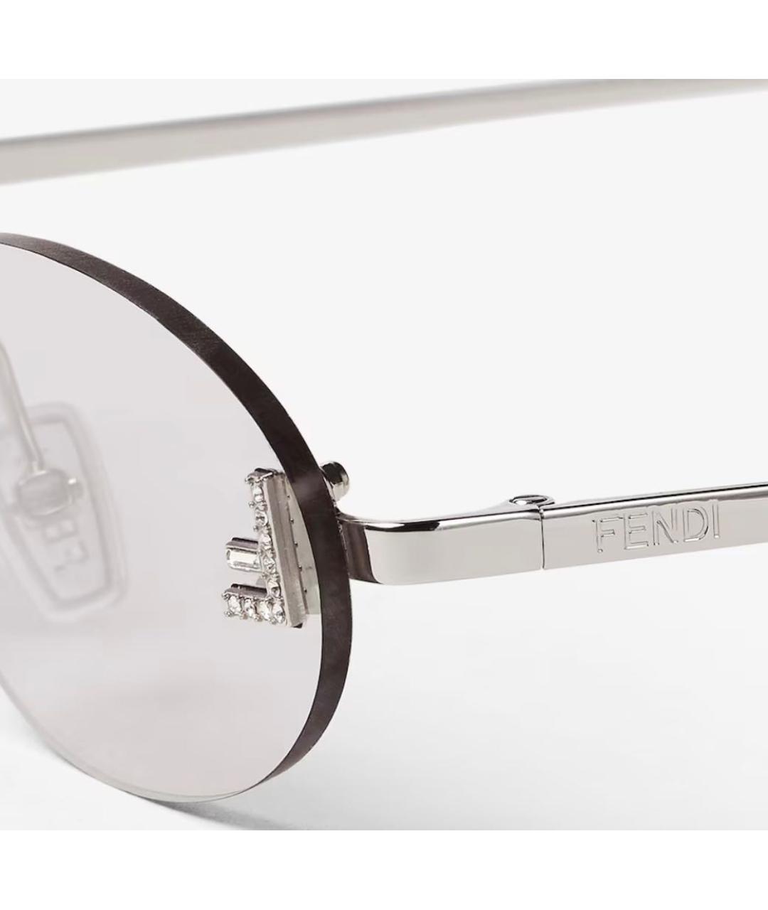 FENDI Серебряные металлические солнцезащитные очки, фото 3