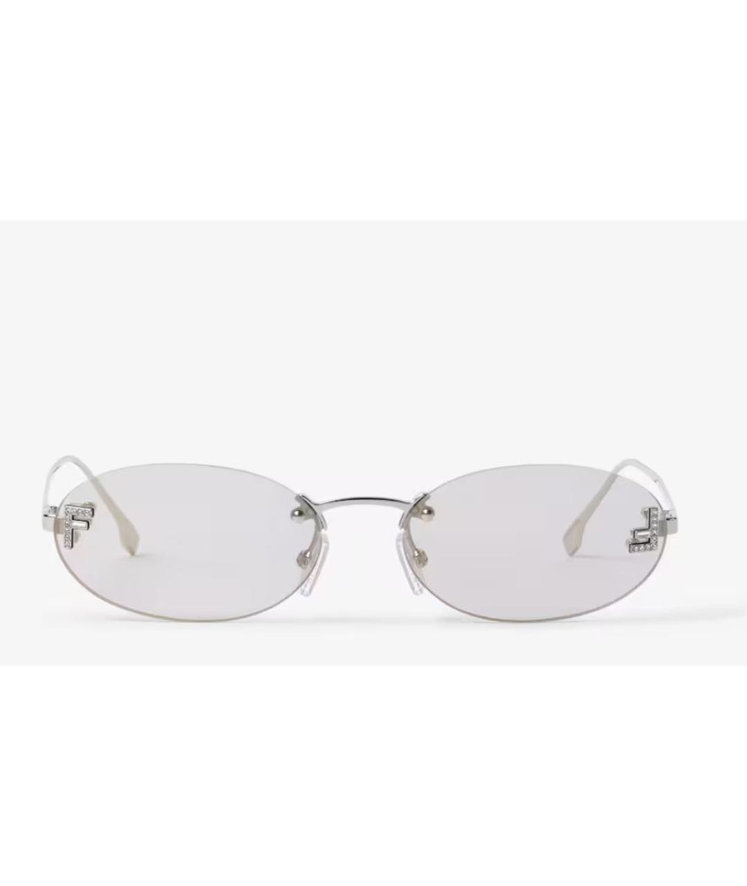 FENDI Серебряные металлические солнцезащитные очки, фото 5