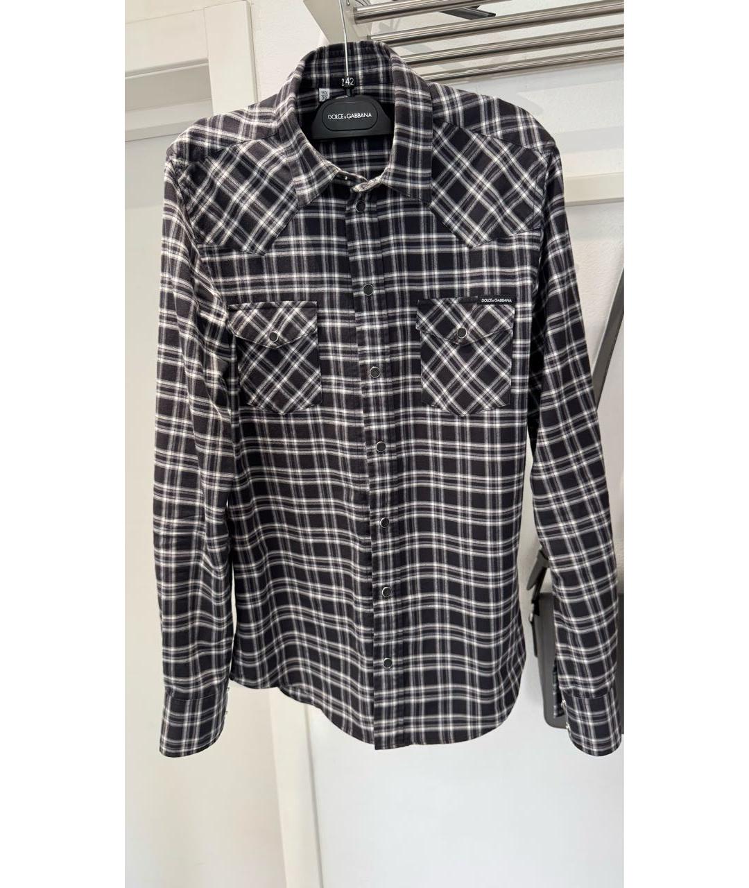 DOLCE&GABBANA Антрацитовая хлопковая кэжуал рубашка, фото 6