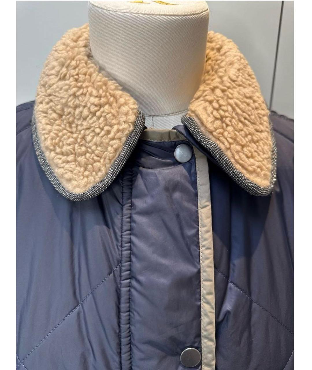 BRUNELLO CUCINELLI Темно-синяя полиэстеровая куртка, фото 3