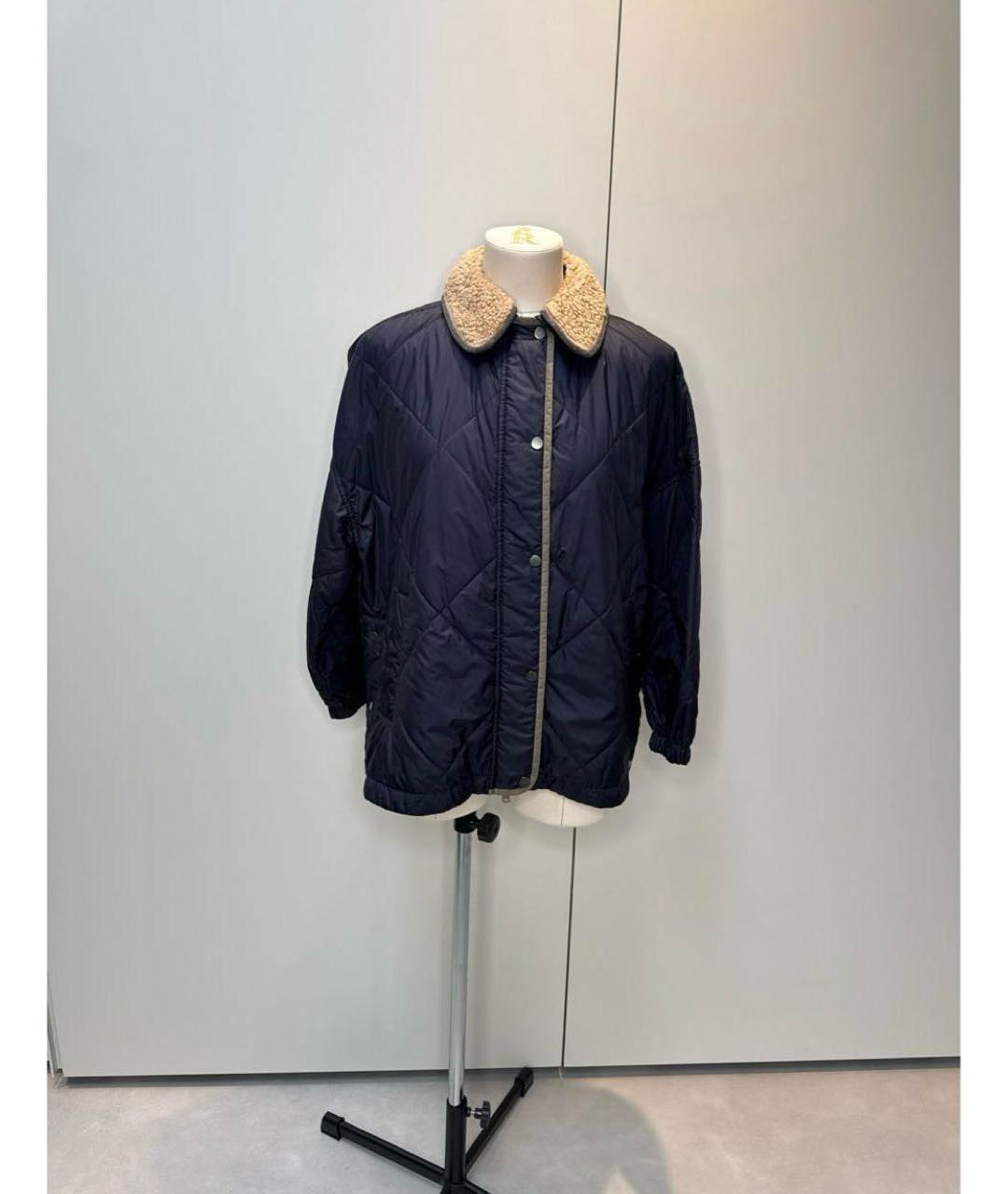 BRUNELLO CUCINELLI Темно-синяя полиэстеровая куртка, фото 8