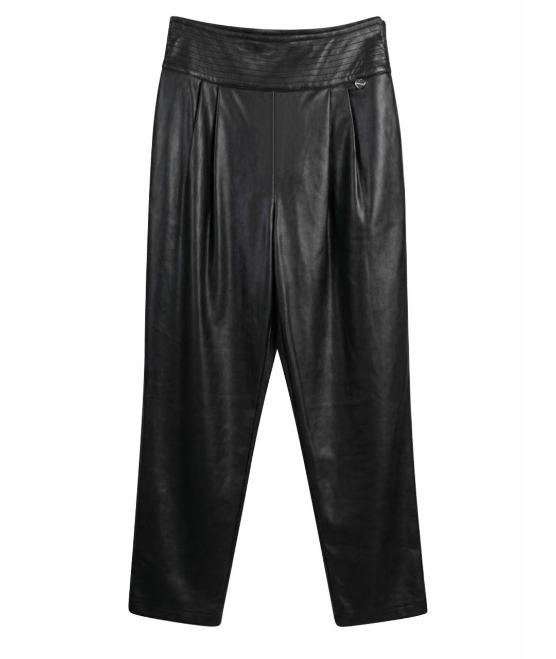 LE TWINS Черные прямые брюки из экзотической кожи, фото 1