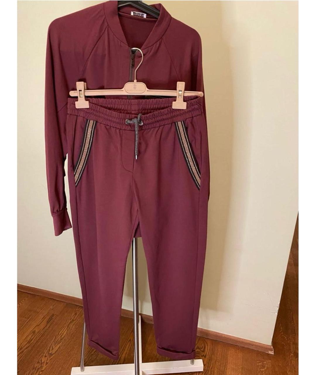 BRUNELLO CUCINELLI Бордовый хлопковый костюм с брюками, фото 8