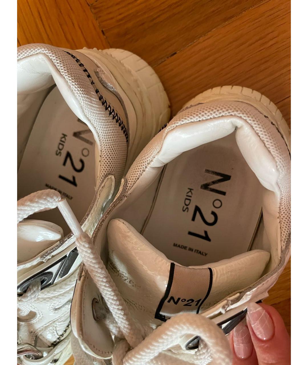 NO. 21 Белые кожаные кроссовки, фото 6