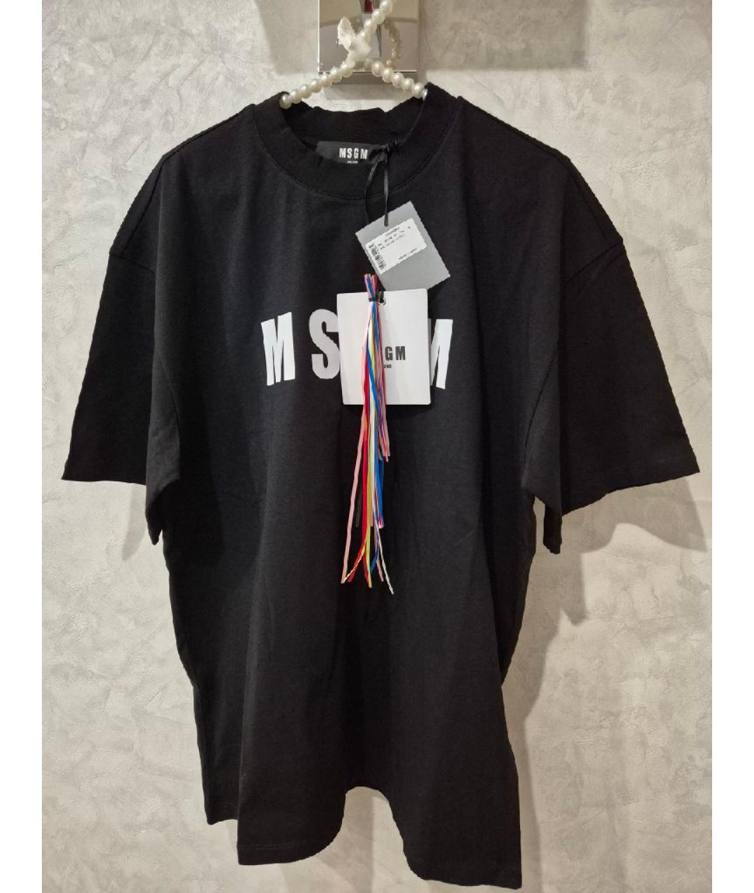 MSGM Черная хлопковая футболка, фото 8