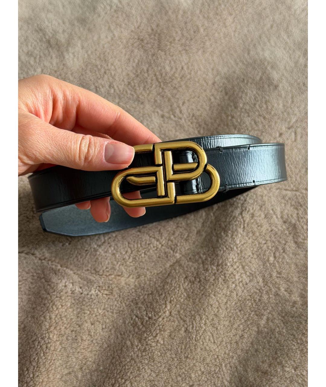 BALENCIAGA Черный кожаный ремень, фото 4