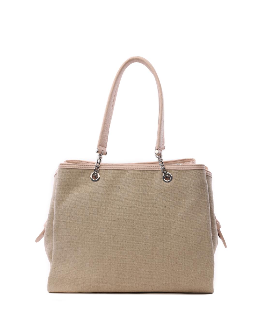 EMPORIO ARMANI Бежевая тканевая сумка тоут, фото 3