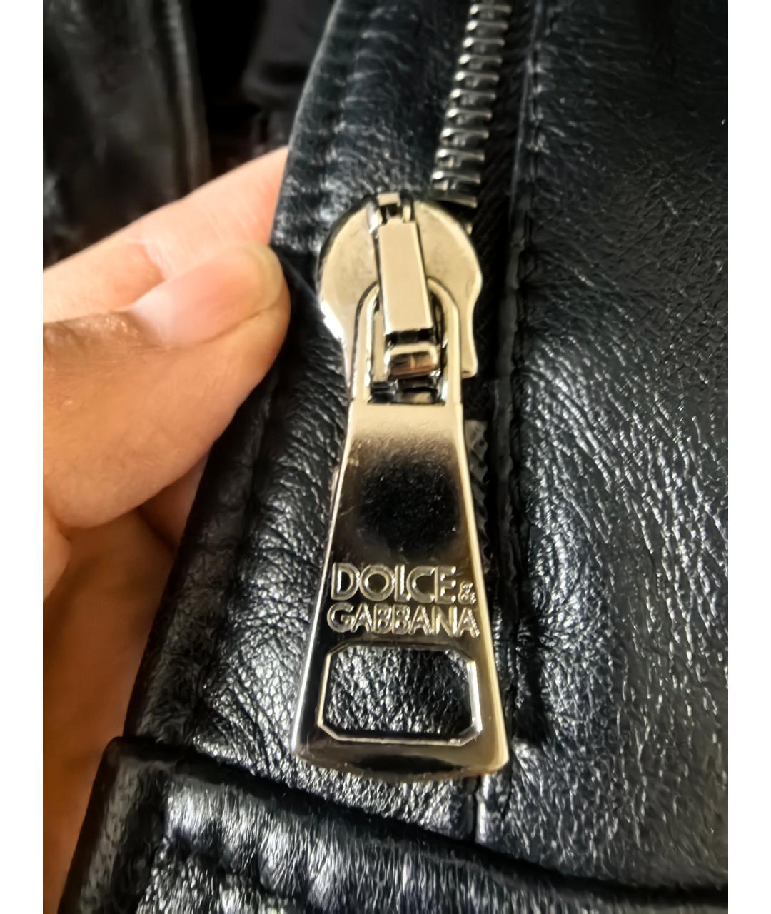 DOLCE&GABBANA Черная кожаная куртка, фото 2