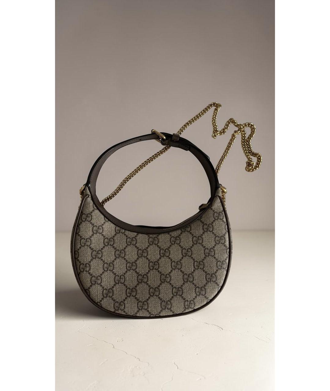 GUCCI Бежевая кожаная сумка с короткими ручками, фото 3