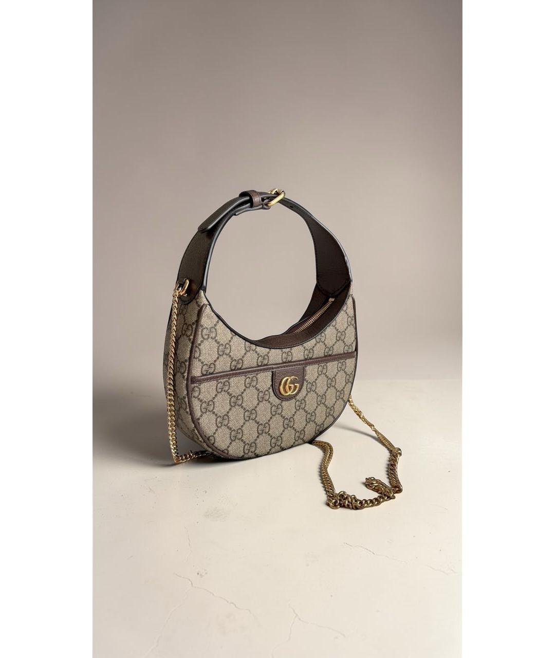 GUCCI Бежевая кожаная сумка с короткими ручками, фото 2